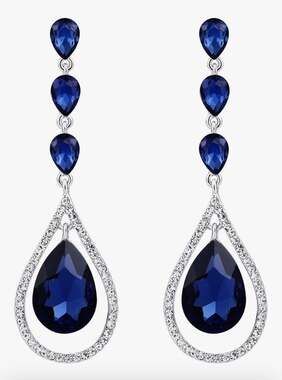 Ever Faith Blue Crystal Rhinestone Bridal Teardrop Dangle Earrings